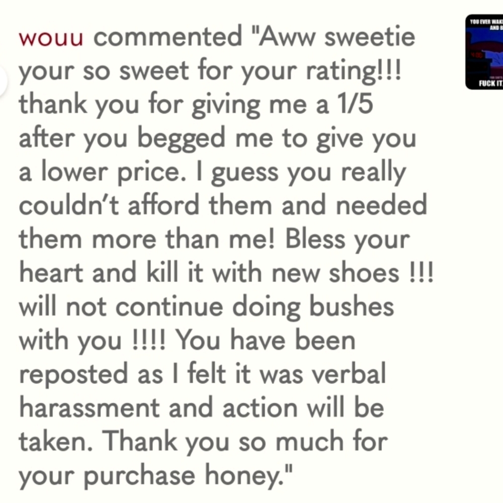 Harassment for a rating